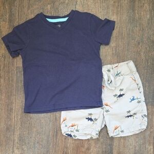 Old Navy Navy Blue Tee and Dinosaur Print Shorts